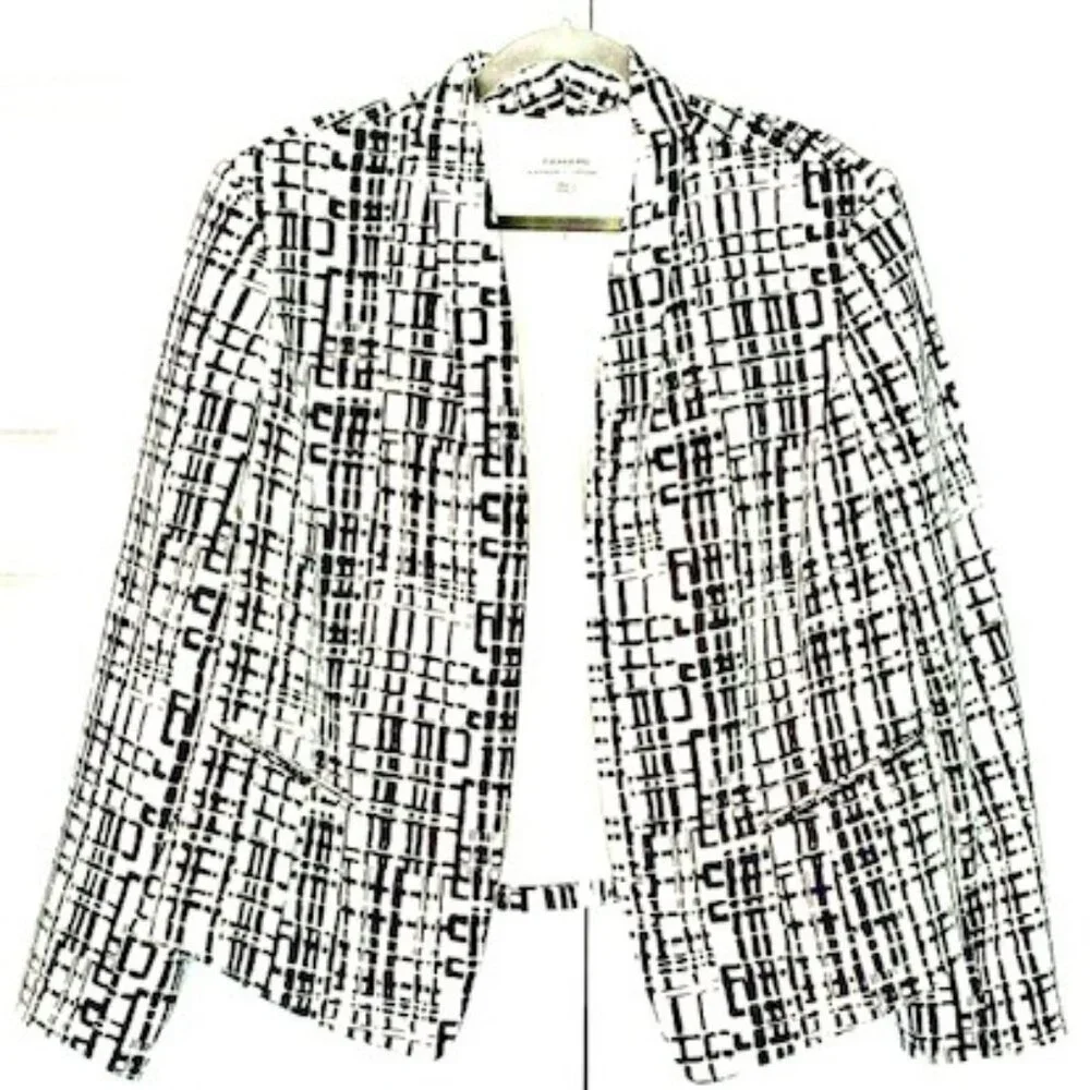 Tahari Black & White Swing Blazer - A Bit of Stretch, Classy, Lined & Comfy! 18W - Picture 2 of 10